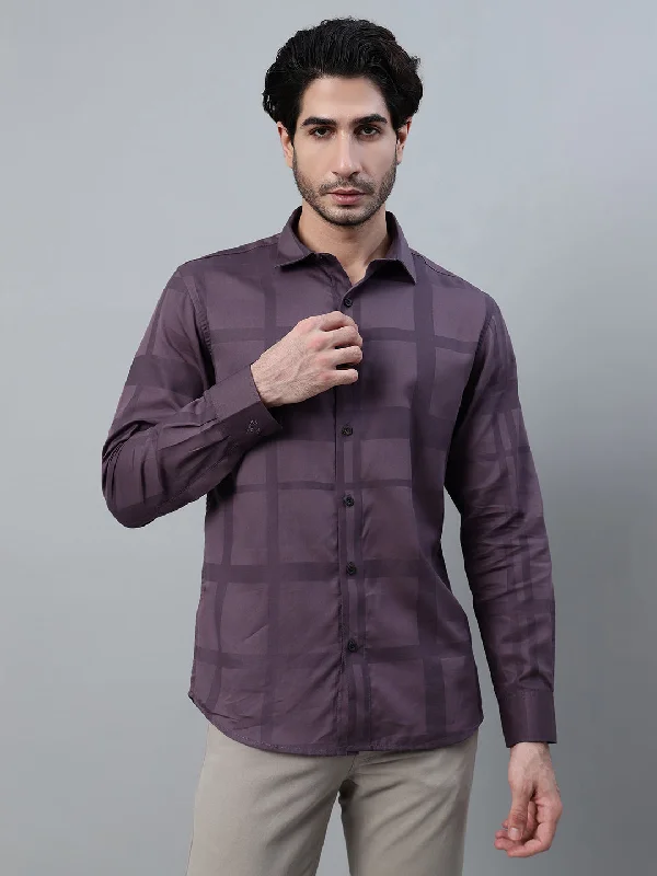 Cantabil Men's Wine Printed Full Sleeve Casual Shirt