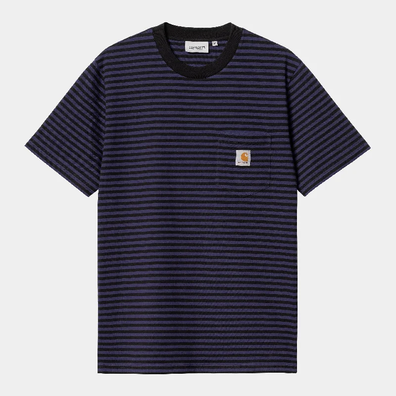 Carhartt S/S Verner Stripe Pocket T-shirt Black / Aura