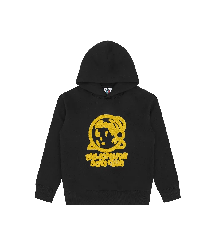 KIDS CHAINSTITCH LOGO POPOVER HOOD - BLACK