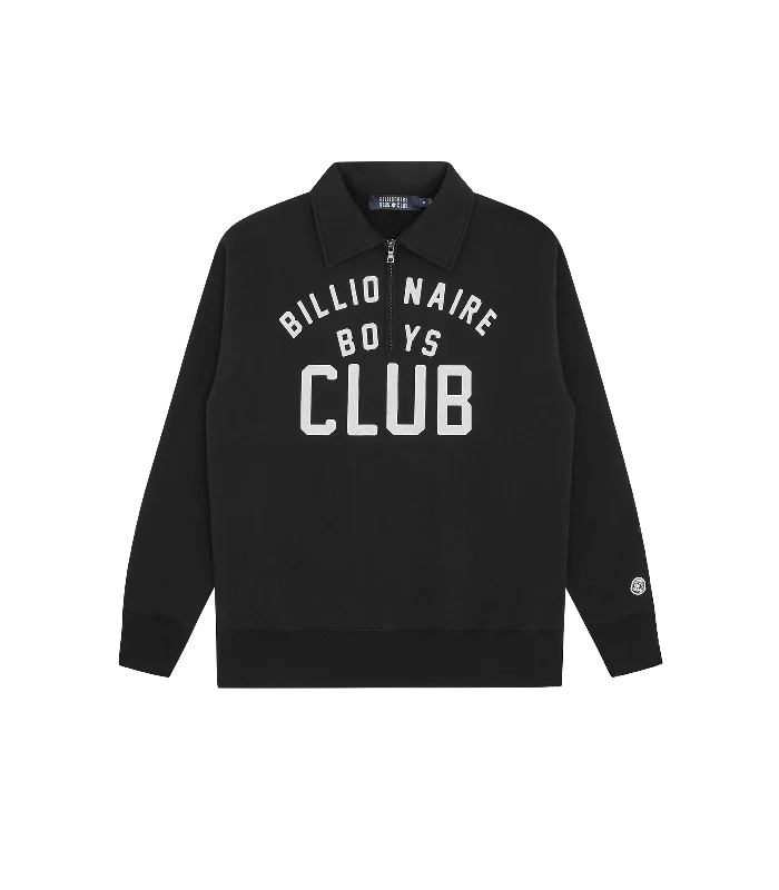 COLLARED HALF ZIP SWEATER - BLACK