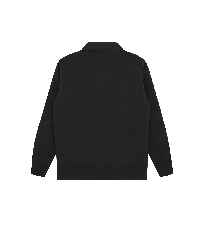 COLLARED HALF ZIP SWEATER - BLACK