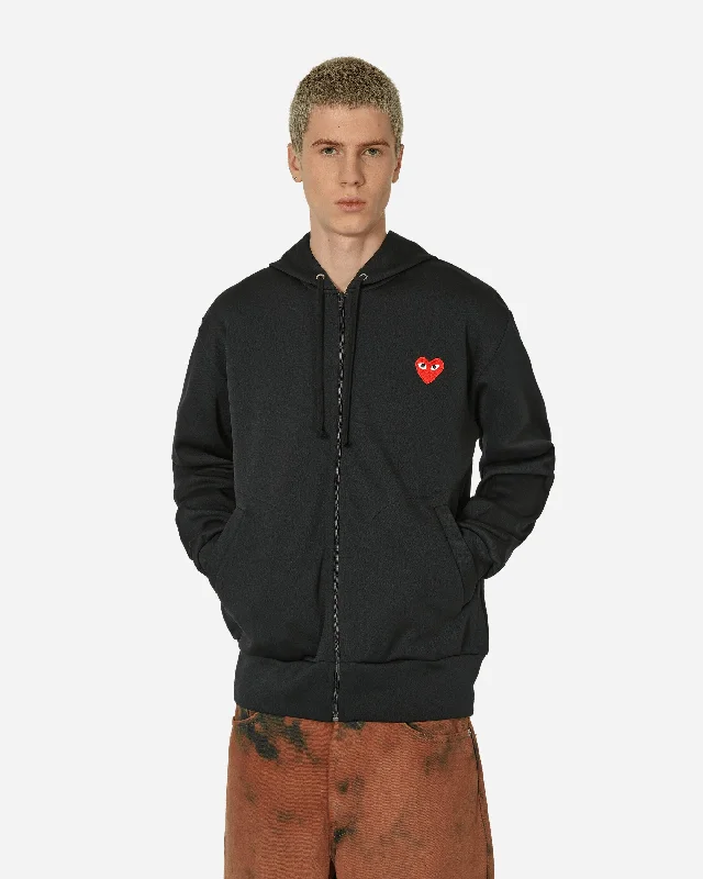 Heart Zip Hooded Sweatshirt Black