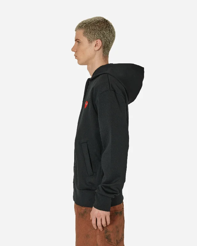 Heart Zip Hooded Sweatshirt Black