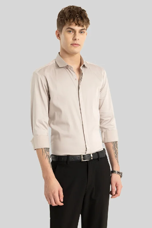 Cream Concealed Placket Shirt