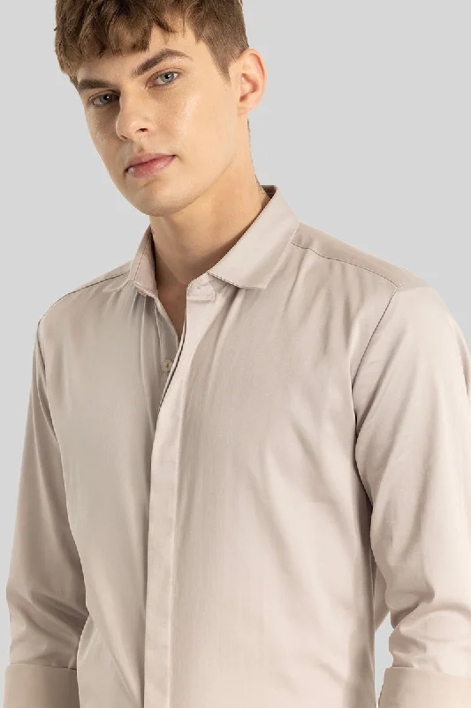 Cream Concealed Placket Shirt