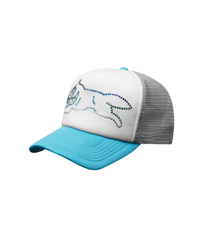 CRYSTAL RUNNING DOG TRUCKER CAP - BLUE