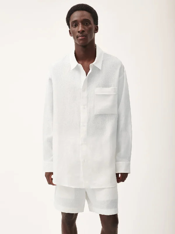 DNA Aloe Linen Collared Long Sleeve Shirt—off-white