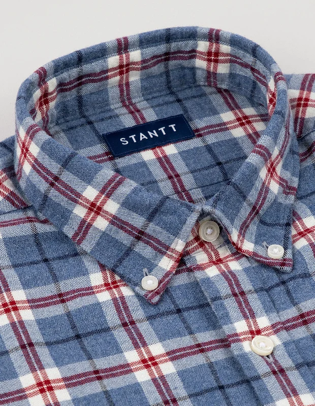 Dusty Cobalt and Burgundy Plaid Flannel