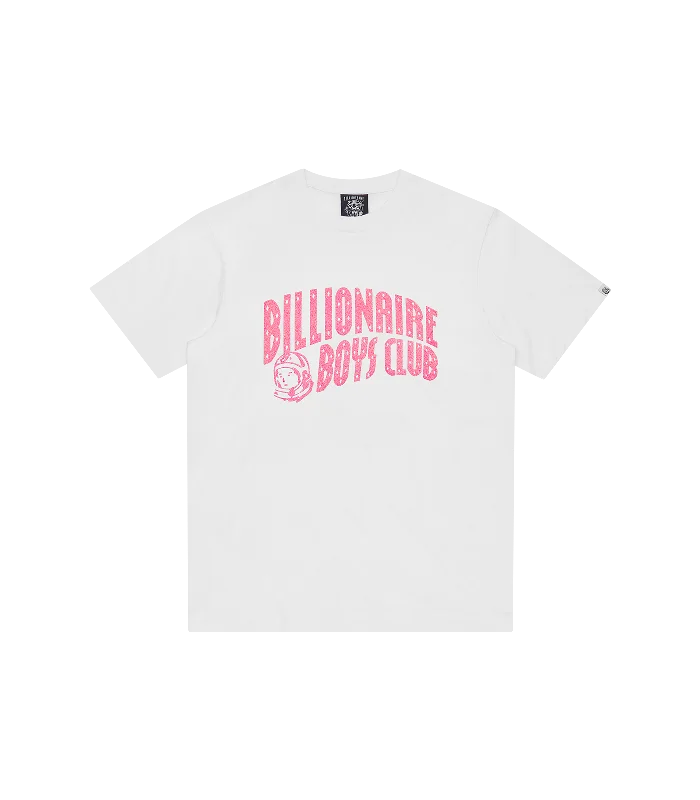 GLITTER ARCH LOGO T-SHIRT - WHITE/PINK