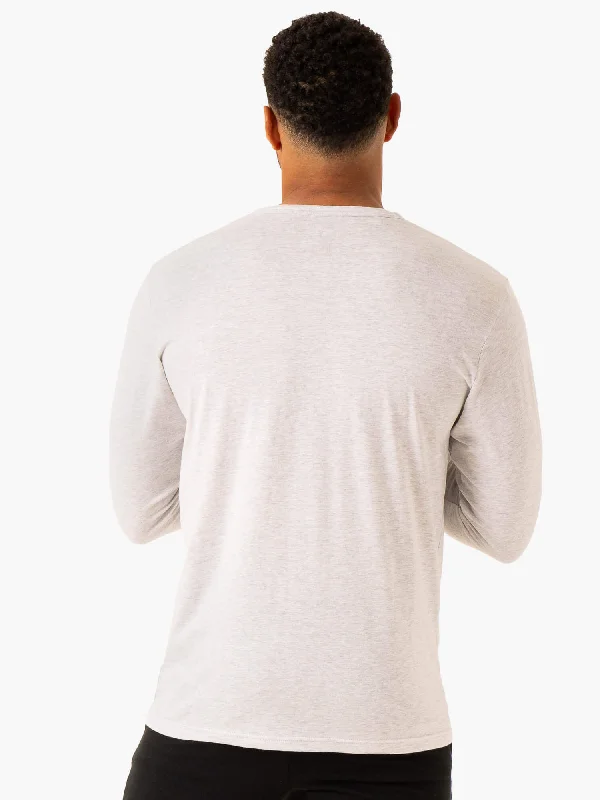 Graphic Long Sleeve T-Shirt - Grey Marl