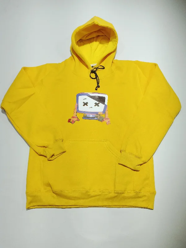 Graphic Printed Yellow Hoddie Non Zipper