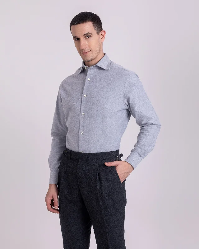 Grey Brushed Oxford Shirt