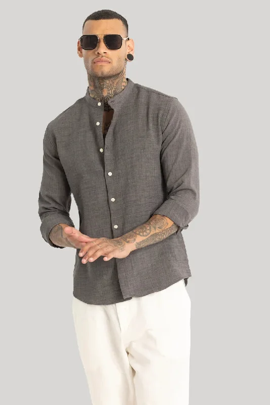 Grey Mandarin Linen Shirt