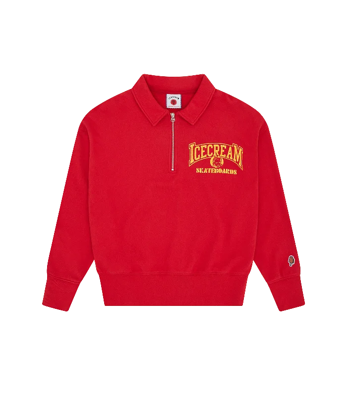 HALF ZIP COLLARED SWEATSHIRT - RED