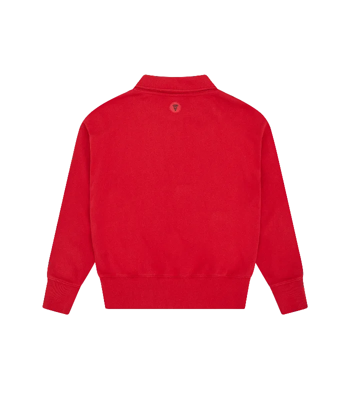 HALF ZIP COLLARED SWEATSHIRT - RED