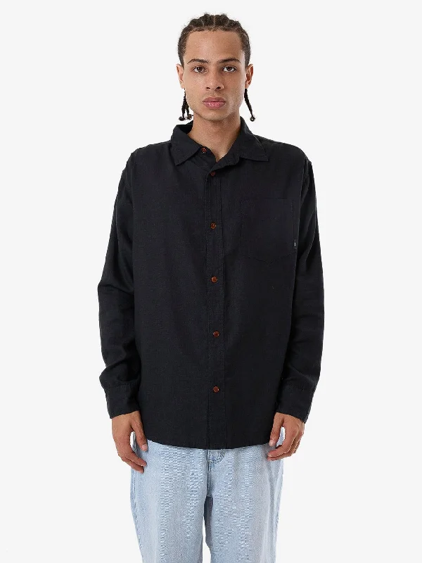 Hemp Minimal Thrills Oversize Long Sleeve Shirt - Black