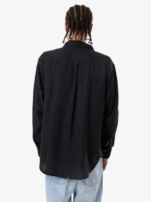 Hemp Minimal Thrills Oversize Long Sleeve Shirt - Black