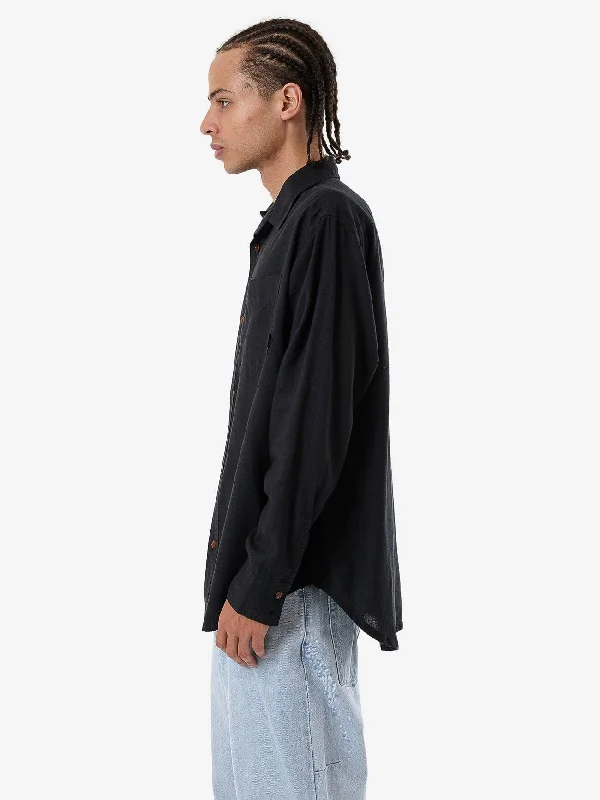 Hemp Minimal Thrills Oversize Long Sleeve Shirt - Black