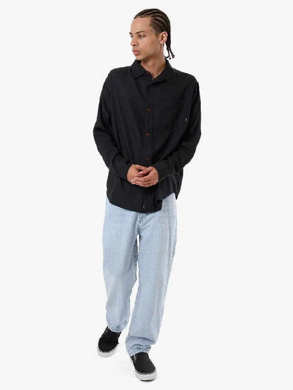 Hemp Minimal Thrills Oversize Long Sleeve Shirt - Black