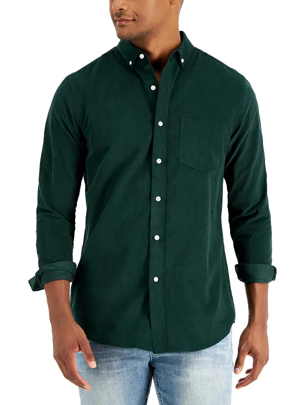 Mens Corduroy Long Sleeves Button-Down Shirt