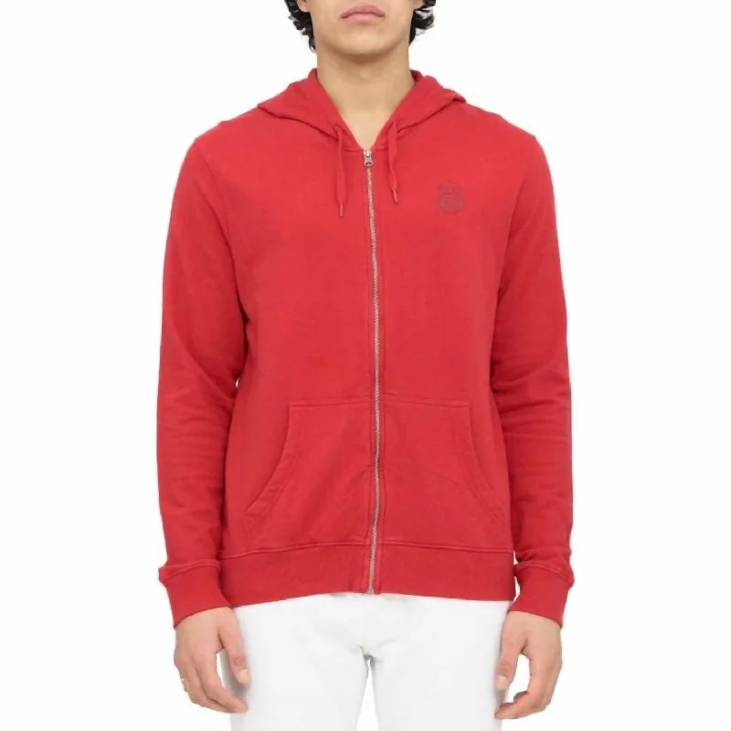 Men's Lightweight French Terry Zip Hoodie In Scarlet