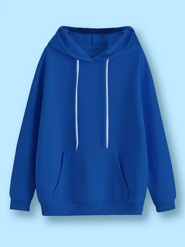 Blue Solid Regular Hoodie