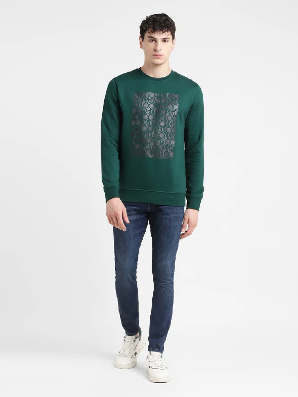 Men's Solid Green Crew Neck Sweatshirt