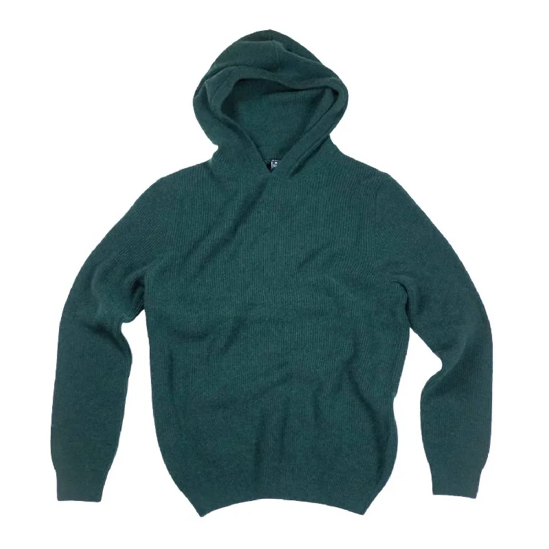 Men's Thor Ribbed Knit Hoodie In Forest Green