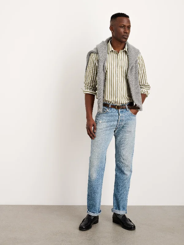 Mill Shirt in Wide Striped Cotton Poplin