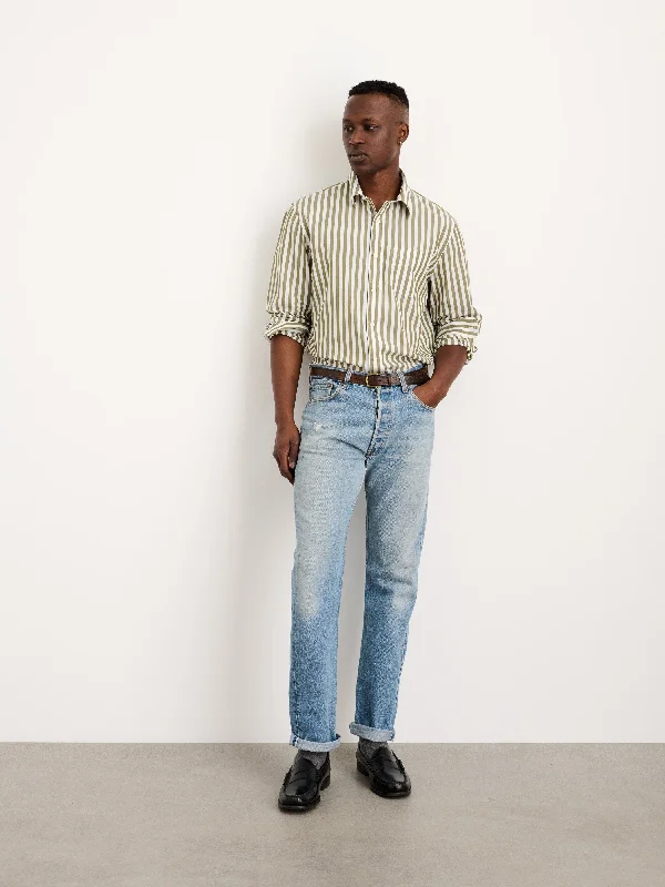 Mill Shirt in Wide Striped Cotton Poplin