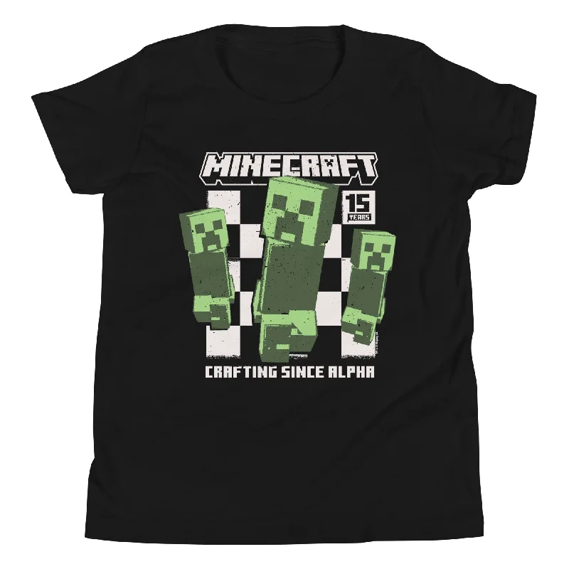 Minecraft 15th Anniversary Checkered Creeper Kids T-Shirt