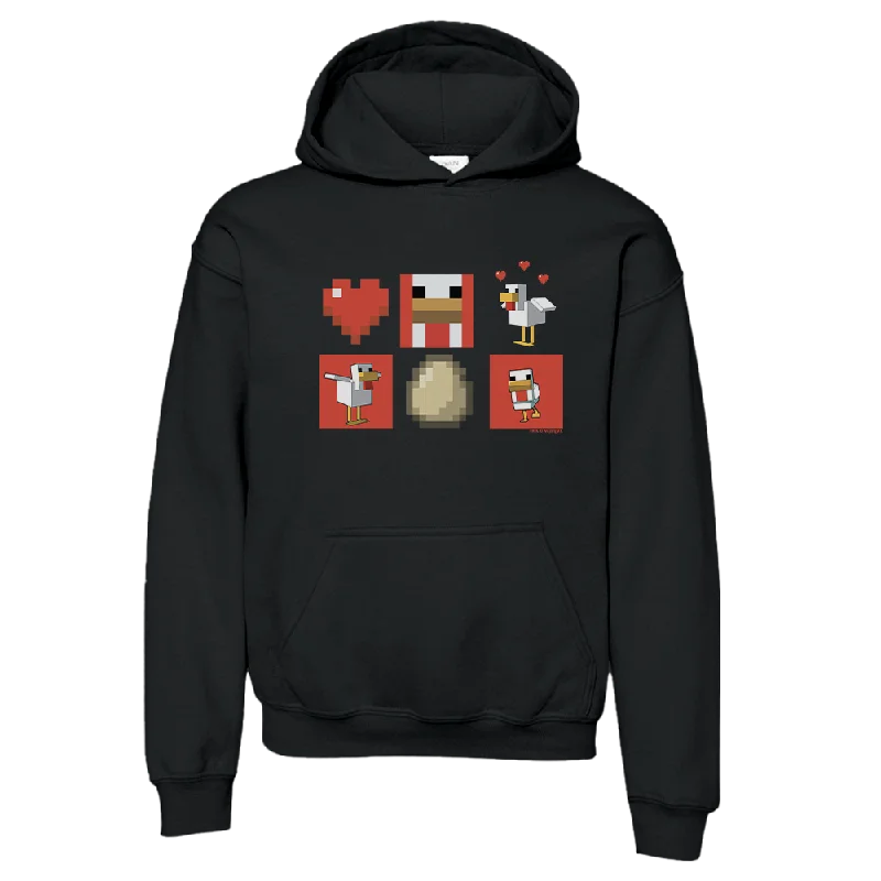 Minecraft Red Chicken Family Kids Hooded Sweatshirt