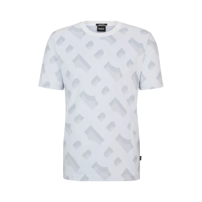 Monogram-jacquard T-shirt in mercerized stretch cotton