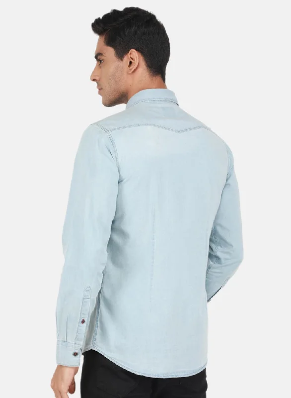 Men Blue Solid Shirt