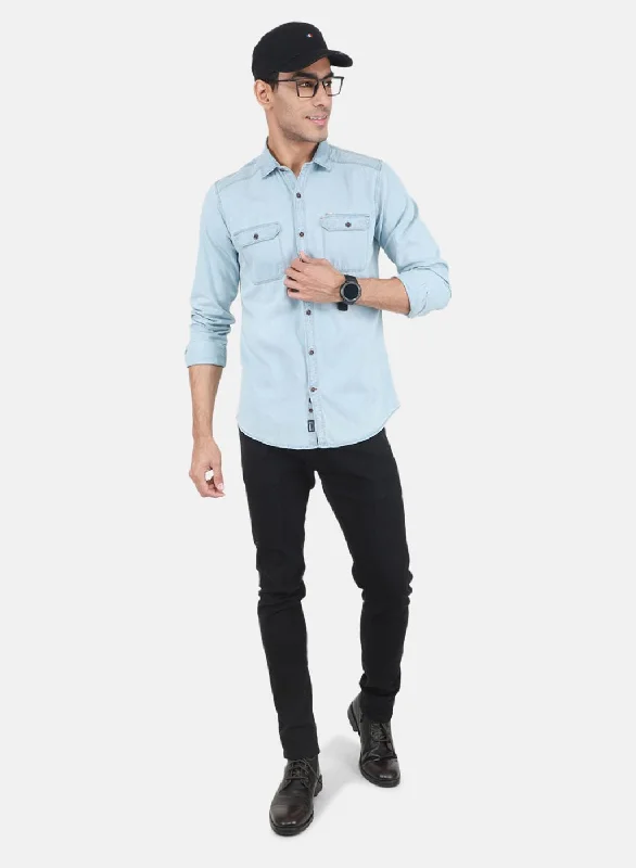 Men Blue Solid Shirt