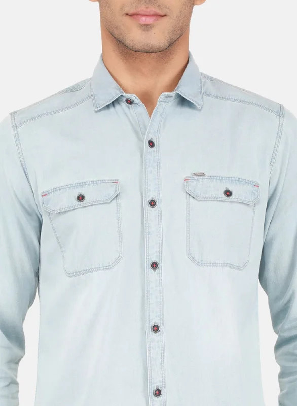 Men Blue Solid Shirt