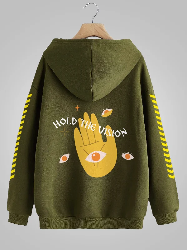 Hold the Vision, Embrace the Olive: Men's Pullover Hoodie