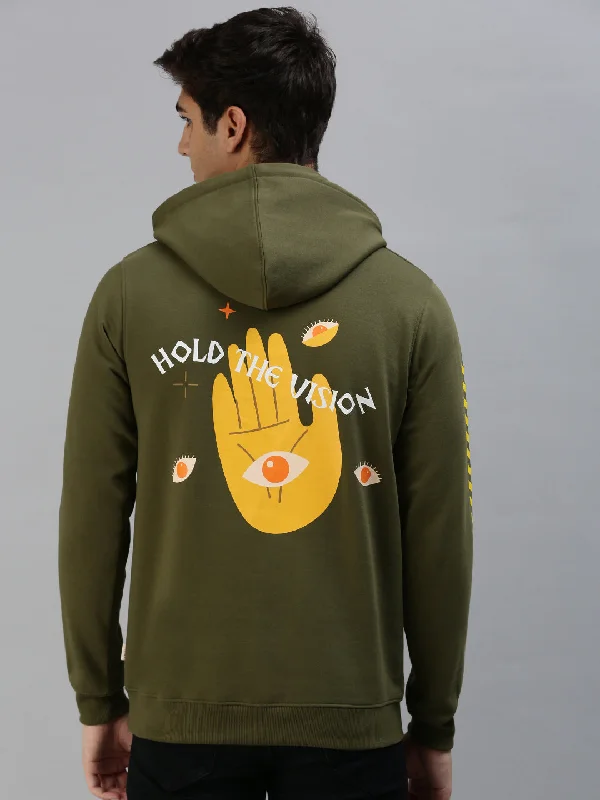 Hold the Vision, Embrace the Olive: Men's Pullover Hoodie