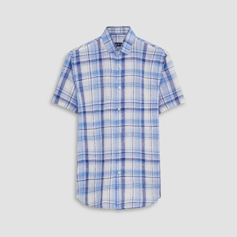 Orson Plaid Check Short Sleeve Linen Shirt