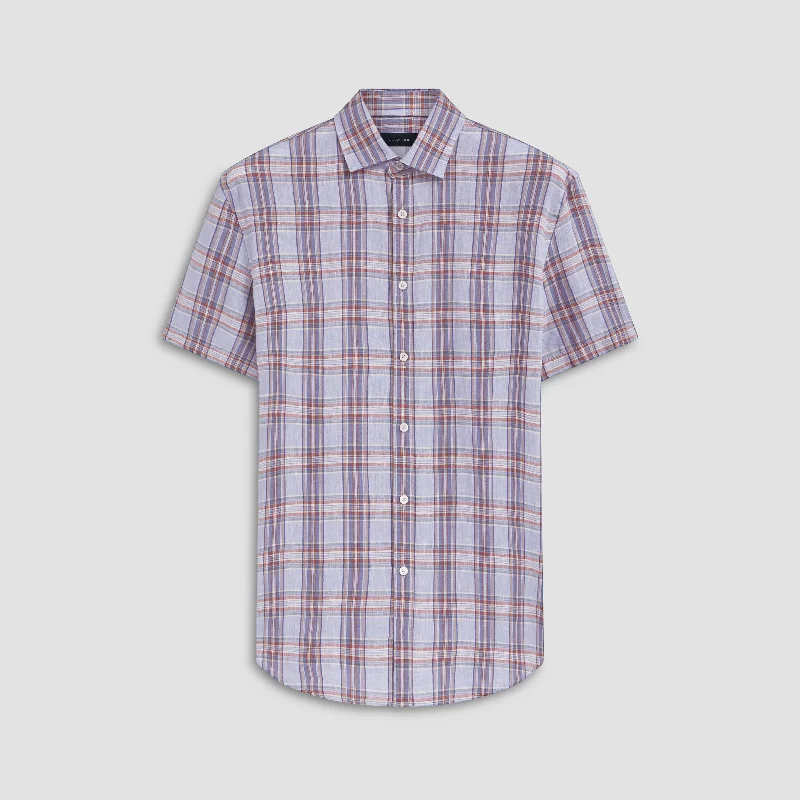 Orson Plaid Check Short Sleeve Linen Shirt