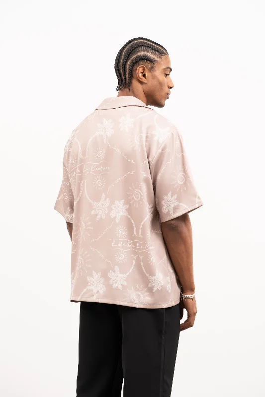 PALM PRINT SHIRT - BEIGE