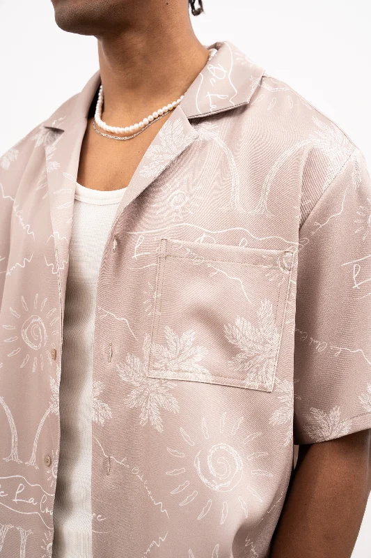 PALM PRINT SHIRT - BEIGE