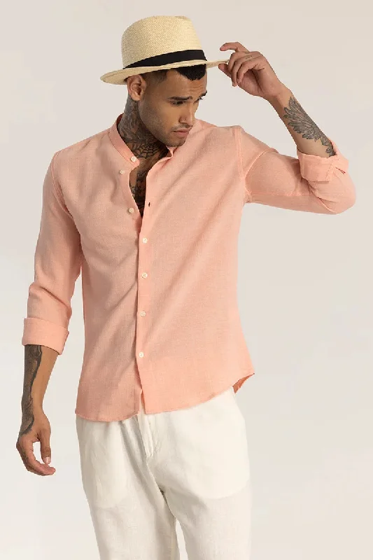 Peach Mandarin Linen Shirt