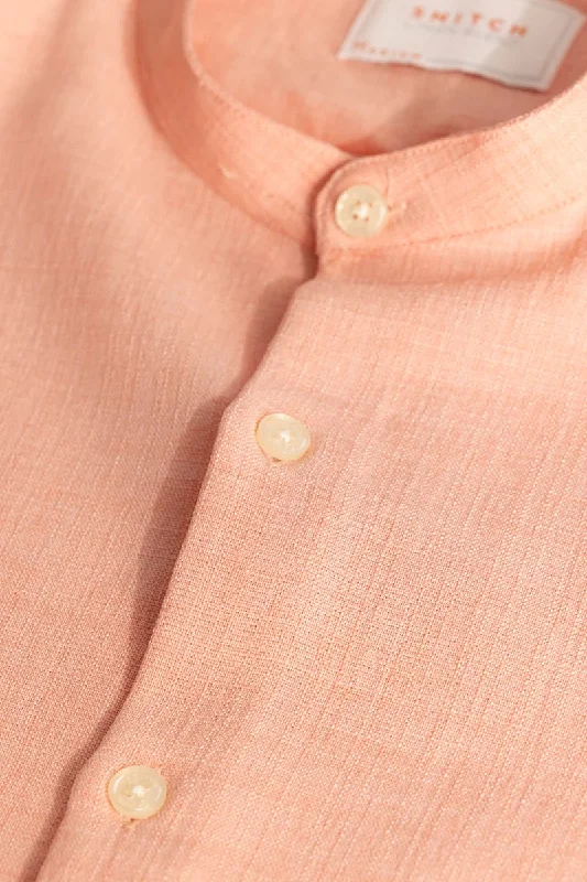 Peach Mandarin Linen Shirt