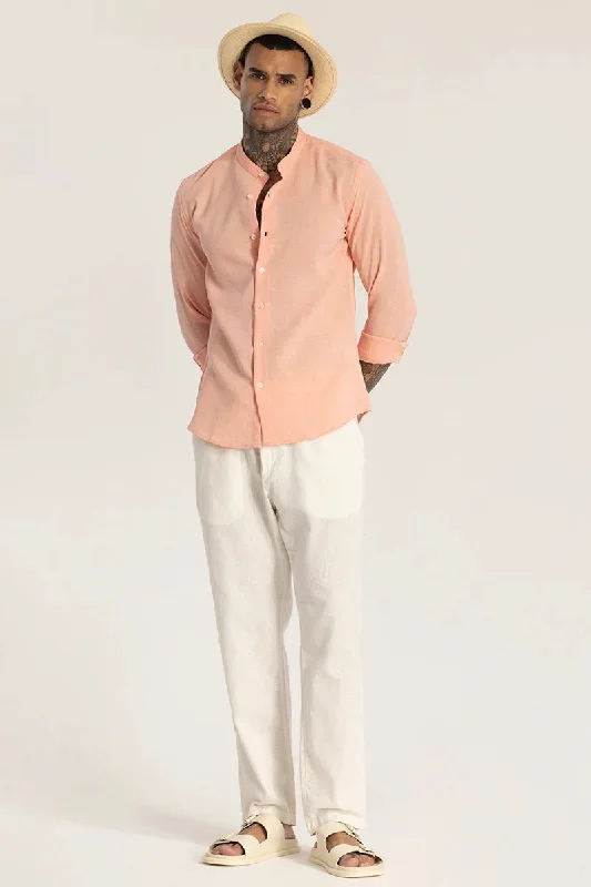 Peach Mandarin Linen Shirt