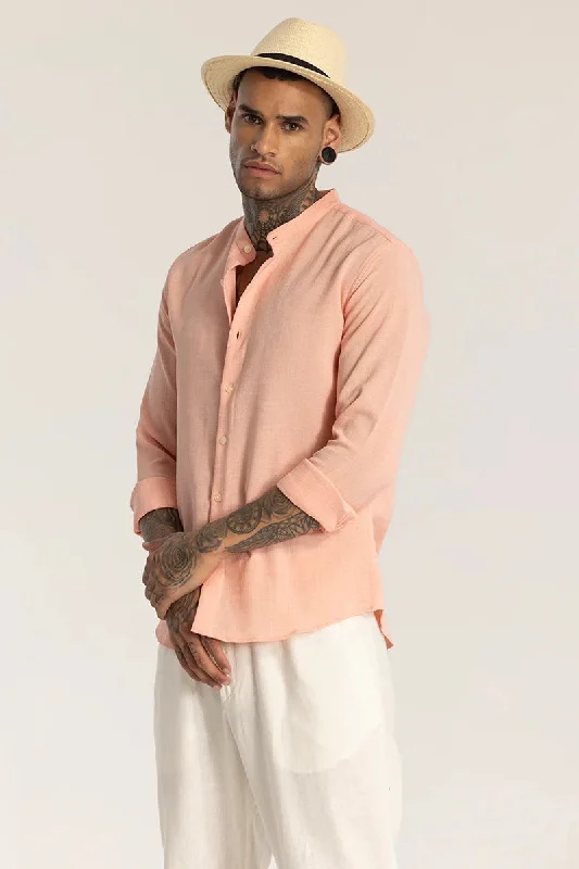 Peach Mandarin Linen Shirt