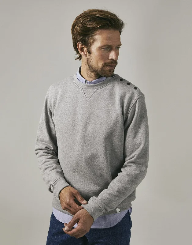 100% Organic Cotton Popper shoulder sweatshirt (Grey)