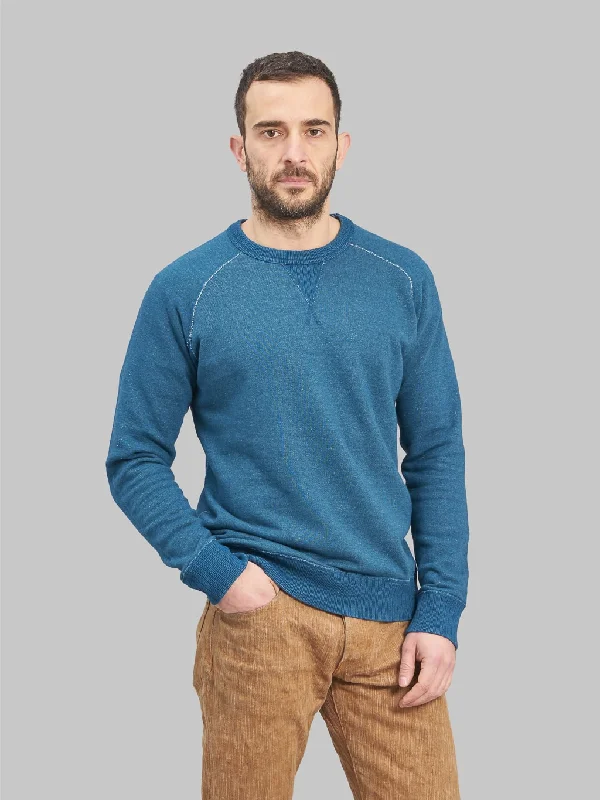 Pure Blue Japan 5400-GRE Slub Yarn Sweatshirt Greencast Indigo