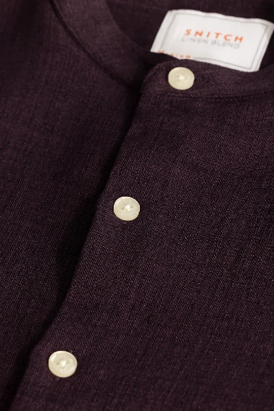 Purple Mandarin Linen Shirt