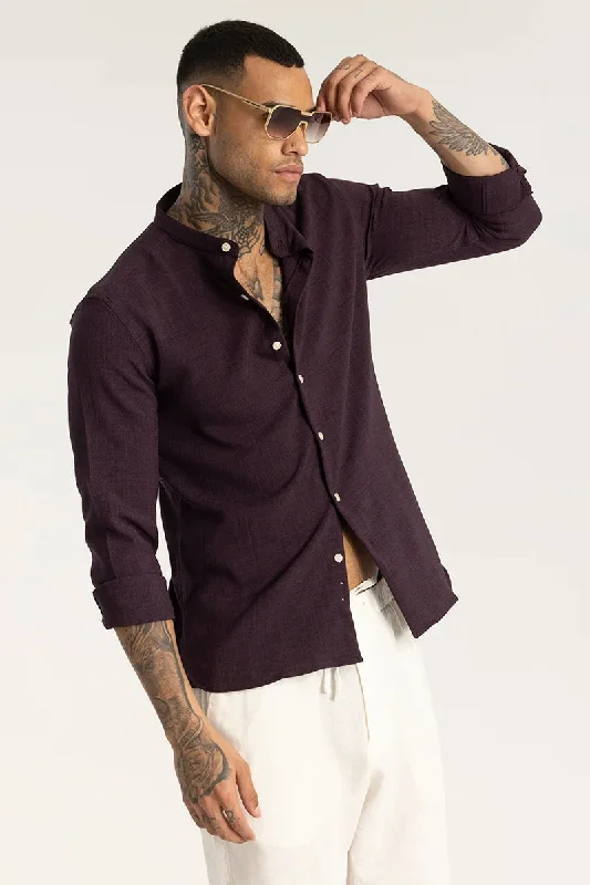 Purple Mandarin Linen Shirt